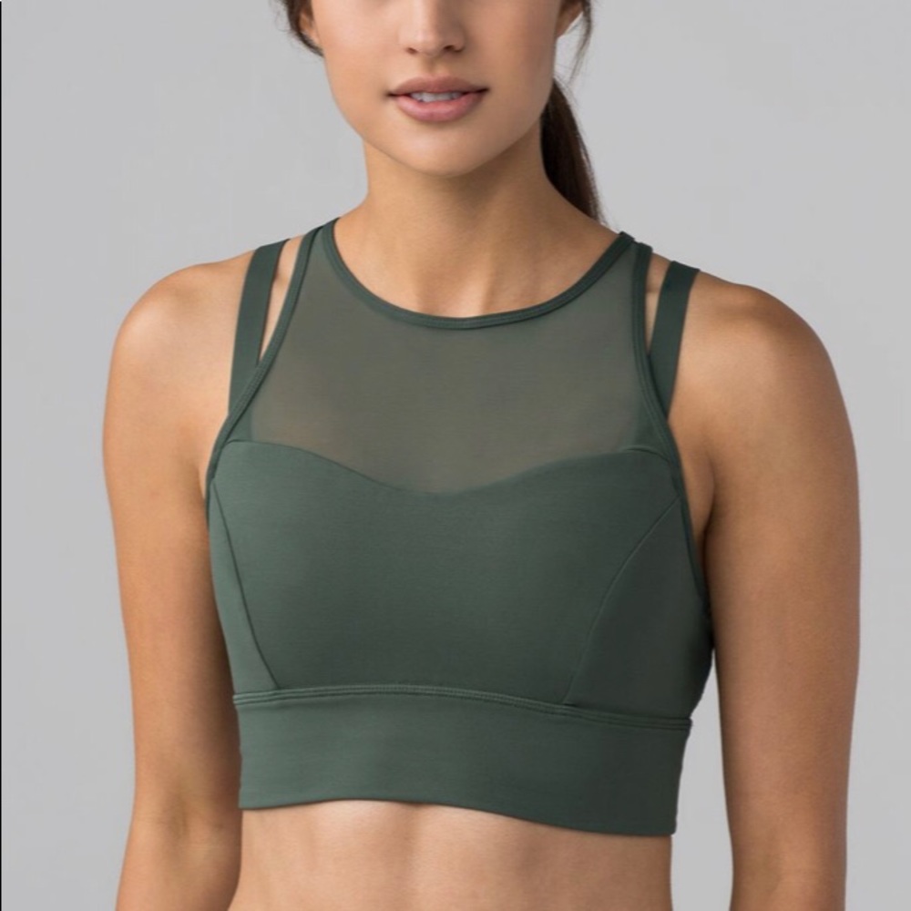 lululemon Sun Setter dark forest mesh bra